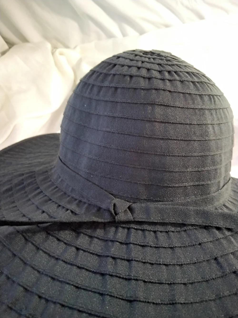 Panama Jack Black Wide-Brim Sun Hat with Decorative Band